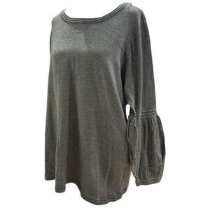 St Johns Bay Womens Gray Crew Neck Long Sleeve Bubble Sleeve‎ Top XL